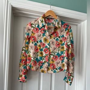 Zara cropped floral blouse